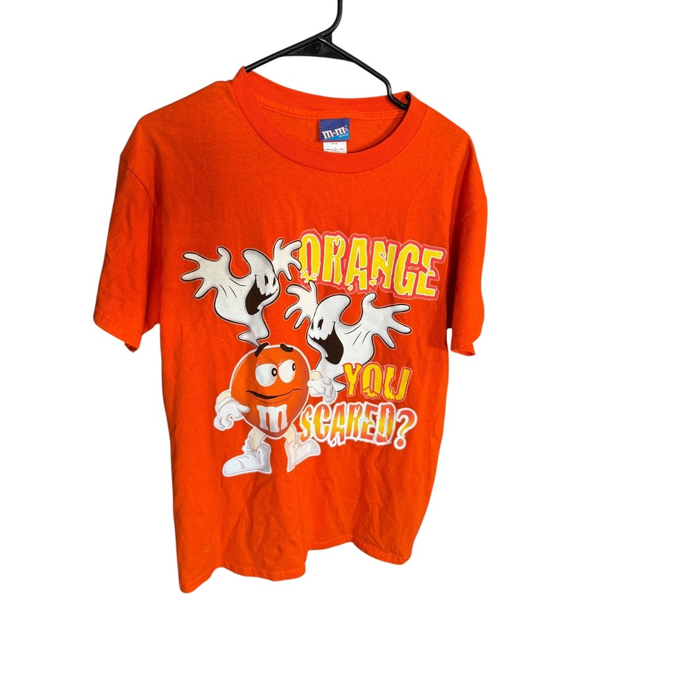 Vintage M&Ms Orange You Scared T-Shirt Halloween Ghosts‎ Candy Tee Adult M